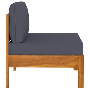 Sofá de madera de acacia gris oscuro con tela 100% poliéster y silla de madera - Product Image 4