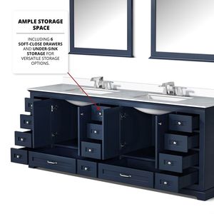 Blu navy 84 pollici. L X 22 Pollici Mobile bagno doppio D con piano in quarzo bianco e 34 pollici Set Rubinetto con 2 Specchi per Mobili Bagno - Product Image 6