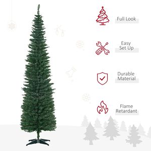 Albero di Natale Sottile di 2,1 Metri con 499 Rami Realistici, Albero Verde Artificiale a Forma di Matita con Supporto in Plastica - Product Image 4