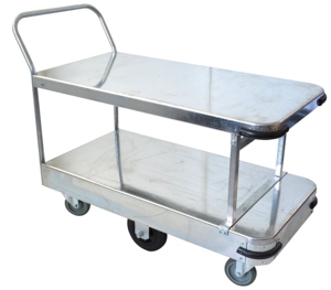 Steel 2 Tier Service Cart Heavy Duty Warehouse <b>Platform</b> <b>Trolley</b> Push Handle OEM Vietnam - Product Image 4