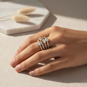 Anillo llamativo de varias filas con engaste de pavé de formas mixtas y 2.75 quilates de peso total - Product Image 6