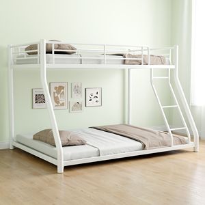 Lit superposé en métal robuste, taille double sur grand lit, avec escalier amovible et rangement de 12 pouces pour adolescents et adultes - Product Image 5
