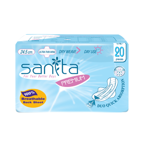 Toallas Sanitarias Sanita Premium 24.5cm Uso Diario Ultra Finas con Alas y Revestimiento Transpirable 20 Unidades - Product Image 1