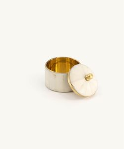 Mother of Pearl Trinket Box Round Jewelry Storage Organizer Decorative <b>Vanity</b> <b>Case</b> with Gold Lid Handmade Gift Box - Product Image 5