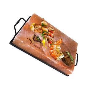 Dalles de cuisson en sel de l'Himalaya durables et écologiques, en pierre de cristal naturelle, avec plateau en fer, faites à la main, taille personnalisée, toucher authentique pour - Product Image 5