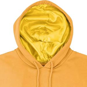 High Quality <b>Men's</b> Satin Lined <b>Hoodie</b> Wholesale Custom Logo French Terry Cotton Blend Sweatshirt Winter Fleece Woven Loose Satin - Product Image 6