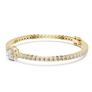 Bracelet tennis unique en diamant de laboratoire, double fermoir de sécurité, or jaune massif 18 carats plaqué rhodium, idéal pour les cadeaux de luxe et les soirées. - Product Image 1