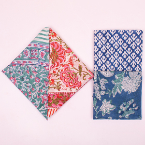 Authentic Jaipur Hand Block Printed Cotton Bandana <b>Square</b> <b>Scarf</b> Floral Pattern Natural Dyed 21" Summer Traditional Fashion - Product Image 2