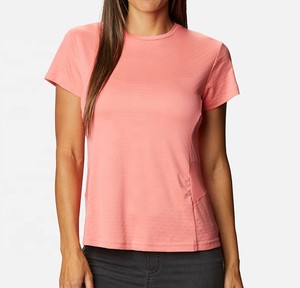 Camiseta Deportiva Casual de Manga Corta con Cuello Redondo para Mujer, de Algodón de Primera Calidad, Lisa, Estilo Urbano, con Logotipo Personalizado, de Secado Rápido, al por Mayor - Product Image 1