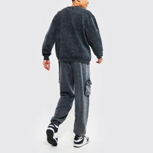 Polyester/Cotton <b>Blend</b> Vintage Sweatpants Custom Logo High Joggers Men 2025 New Arrival Customized Plus Size Acid Wash High - Product Image 2