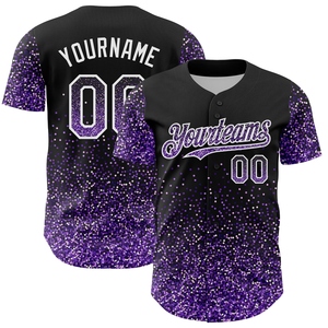 Maillot de baseball authentique OMMIZ INDUSTRY personnalisé noir, violet et blanc, à pois 3D abstraits et scintillants, le plus vendu en gros - Product Image 1