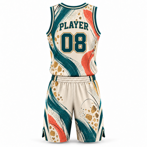 Donnez à votre équipe une identité distinctive avec cet ensemble d'uniformes de basketball personnalisés, doté d'un design abstrait sublimé de qualité supérieure et - Product Image 2