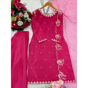 Conjunto de top-bottom de mujer de diseñador con trabajo de secuencia de bordado pesado - Product Image 3