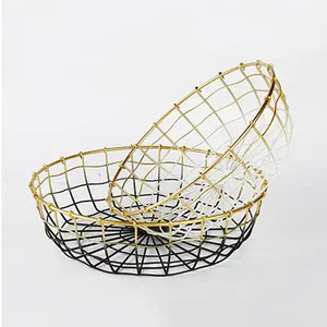 Cesta de frutas moderna de alambre metálico geométrico con acabado dorado, frutero para encimera de cocina, cesta decorativa de almacenamiento, precio de fábrica - Product Image 6