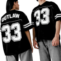 Maillot de football américain en maille respirante, coupe oversize unisexe, streetwear, avec numéro imprimé, col en V, maillot d'équipe personnalisé, t-shirt de sport noir