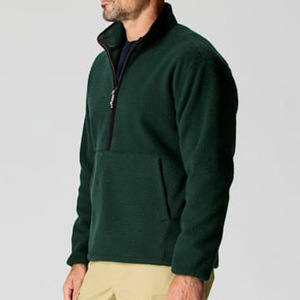 Pull en molleton à col zippé vert foncé pour homme, coupe classique, coupe-vent, vêtements décontractés d'automne - Product Image 3