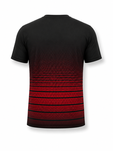 T-shirt à manches courtes pour homme, motif à pois dégradé noir et rouge, impression par sublimation, respirant, coupe classique, col rond, style décontracté - Product Image 3