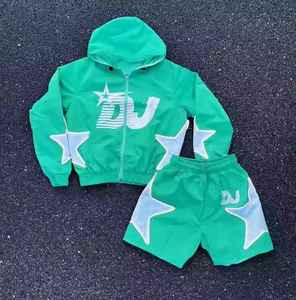 Custom Mens 2025 Reflective Windbreaker Shorts and <b>Jacket</b> Set Custom Nylon Two Piece Tracksuit For Streetwear & Fashionwear - Product Image 4