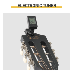 Guitare acoustique ronde de 38 pouces avec finition noire mate, y compris médiators, cordes, capo, étui, accordeur et sangle - Product Image 2