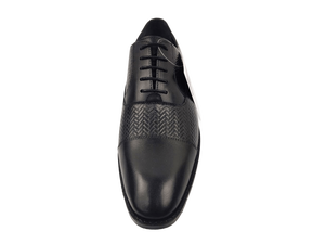 Zapatos Oxford de Vestir para Hombre, Negros, de Piel Vacuna, con Cordones, Punta en Pico, para Oficina y Carrera Profesional, Color Sólido, Suela Hecha a Mano, para Todas las Temporadas - Product Image 1