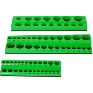 กล่องเครื่องมือสีดำแบบแม่เหล็ก 3 ชิ้น พร้อมที่เก็บซ็อกเก็ตแม่เหล็ก SAE - Product Image 1
