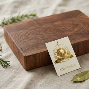 Planche à découper en noyer massif à grain transversal, robuste, avec étiquette personnalisée en papier, planche de cuisine de qualité supérieure, planche de boucher - Product Image 1
