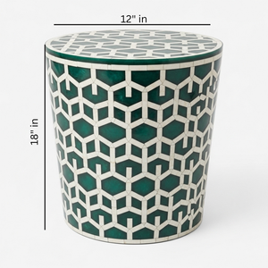 โต๊ะข้างเตียงลายกระดูกสีเขียวสุดหรู – เก้าอี้ทรงเรขาคณิตทำมือสำหรับห้องนั่งเล่นและห้องนอน - Product Image 2