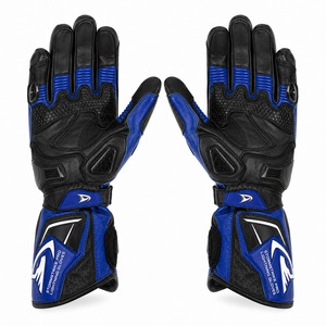 Guantes de Carreras Storms Trike Pro Lightning, de Cuero, con Dedos Completos, Color Azul y Negro, Correa de Muñeca Ajustable, Guantes para Motociclismo - Product Image 2