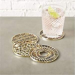 Sous-verres ronds en métal doré de style antique avec support, résistants à la chaleur, antidérapants, vente en gros, vaisselle vintage pour bar - Product Image 6