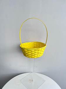 Panier cadeau ovale en bambou de Pâques le plus vendu avec fermeture ouverte poignée de sangle colorée rangement de pique-nique multicolore logo à motif croisé - Product Image 2