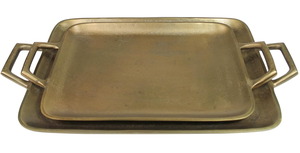 Plateau de service décoratif rectangulaire en laiton fait main avec poignée pour la vente en gros – Idéal pour les collations - Product Image 6
