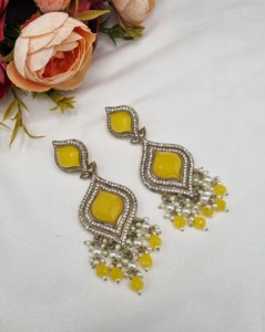 Boucles d'oreilles pendantes de luxe en cristal taille marquise avec perle, plaqué or antique, pour femmes, pour soirées et festivals, vente en gros - Product Image 3