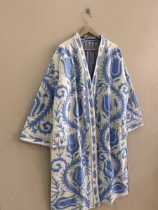 Veste longue légère pour femme, style bohème, en coton indien tissé, brodée à la main, motif Suzani, vente en gros - Product Image 5