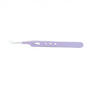 Pinzas Profesionales para Extensión de Pestañas con Puntas Plateadas y Empuñadura con Recubrimiento en Polvo Rosa/Morado para una Aplicación Precisa de Pestañas - Product Image 6