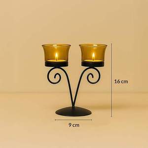 Modern Metal <b>Tealight</b> Candle Holder Black Decorative <b>Lantern</b> for Home Living Room Decor Elegant Metal Candle Jar At Best Price - Product Image 3