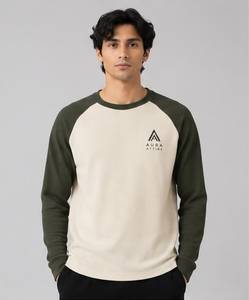 Custom Men's <b>Waffle</b> Knit Raglan Long Sleeve <b>Shirt</b> Premium Cotton Thermal Casual Tee - Product Image 1