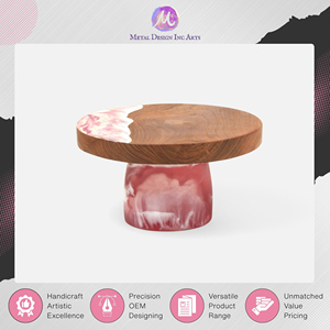 Oferta Especial en Soporte para Pastel de Madera de Acacia y Resina de Calidad Original con Base Rosada en Espiral a un Precio Competitivo - Product Image 2