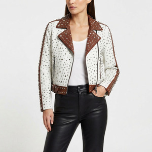 Women Leather <b>Biker</b> <b>Jacket</b> With Studded Ladies Leather Studded Slim Fit <b>Biker</b> <b>Jacket</b> Female Zip-Up Leather Studded <b>Jackets</b> - Product Image 6