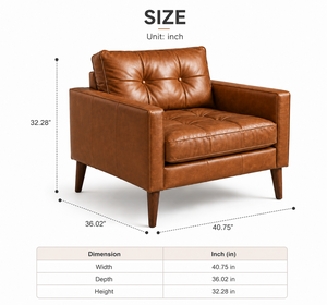 Sillón de Cuero Genuino de Estilo Moderno de Mediados de Siglo, Diseño Ecológico que Ahorra Espacio, Ideal para Apartamentos, Salas de Estar, Gimnasios y Exteriores - Product Image 2