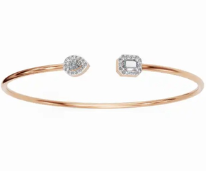 Bracelet Kada Serenite Duo Émeraude et Diamant Poire 0,506 Carats 30 Pierres Or Jaune Rose Blanc 9k 14k 18k Luxe - Product Image 1