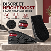 Semelles intérieures confortables en PVC noir OEM, rehausseurs de talon ajustables, demi-semelles amovibles à 3 couches pour augmenter la hauteur, pour hommes et femmes, chaussures de travail