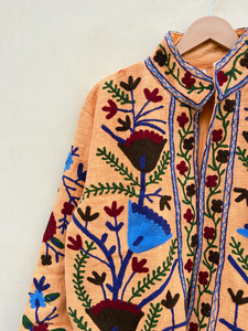 Handmade 100% Cotton Velvet Suzani Kimono Jacket | Autumn/Winter Breathable Eco-Friendly Quick Dry Anti-Wrinkle Quilted O-Neck - Product Image 2