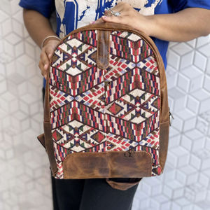 Nueva Llegada, Mochila de Cuero Auténtico Hecha a Mano, Mochila de Cuero Jacquard, Mochila Multiusos, Producto al por Mayor - Product Image 1