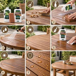 Nettoyant protecteur pour bois d'extérieur Golden Care Garden, revêtement liquide transparent écologique brillant pour meubles en teck - Product Image 2