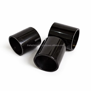 Premium Black Buffalo Horn Napkin Rings Handcrafted Natural Horn Round Napkin Holders for Hotel <b>D</b>écor & Luxury <b>Table</b> Setting - Product Image 3