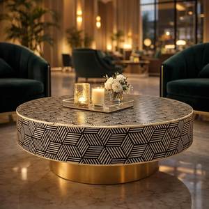 Mesa de centro con incrustaciones de hueso, último diseño, mesa redonda con incrustaciones de hueso, aspecto premium para el hogar y hoteles, de la mejor calidad de la India. - Product Image 4