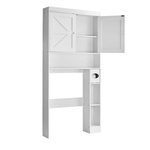 Mobiletto Salvaspazio Sopra il WC, Altezza 171 cm, Organizer per Bagno e Spa con Doppia Anta e Ripiano Regolabile, in MDF e Acciaio - Product Image 6