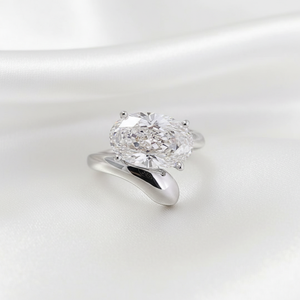 2.50 CT Oval Cut Zircon Diamond Trendy Bypass Shank <b>Solitaire</b> Engagement <b>Ring</b> 925 Sterling <b>Silver</b> Anniversary Wedding Party Gift - Product Image 5