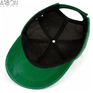 Casquettes de baseball en cuir vert vif de haute qualité, faites à la main, ajustables, personnalisées, de luxe, nouvelle mode, pour hommes adultes. - Product Image 3