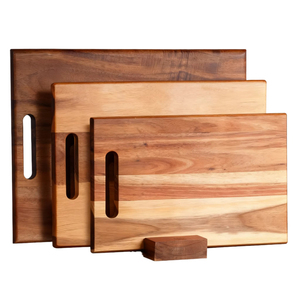 Planche à découper classique en bois avec support de rangement, écologique, réversible, avec poignée, pour restaurant - Product Image 1